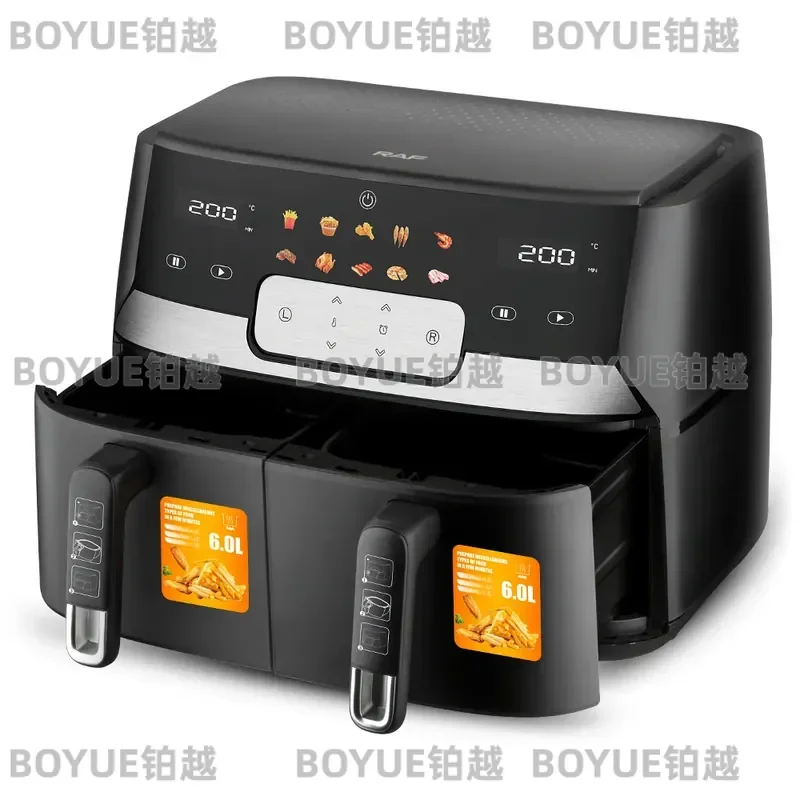 European Standard Dual Basket Air Fryer Large Capacity Double Pot Multifunctional Intelligent Touch Screen Oil Free Cooking