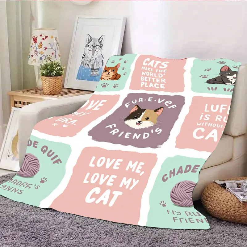 1 قطعة بطانية الفانيلا "بطانية اقتباسات القط اللطيفة-رمي ناعم ومريح لمحبي الحيوانات الأليفة"