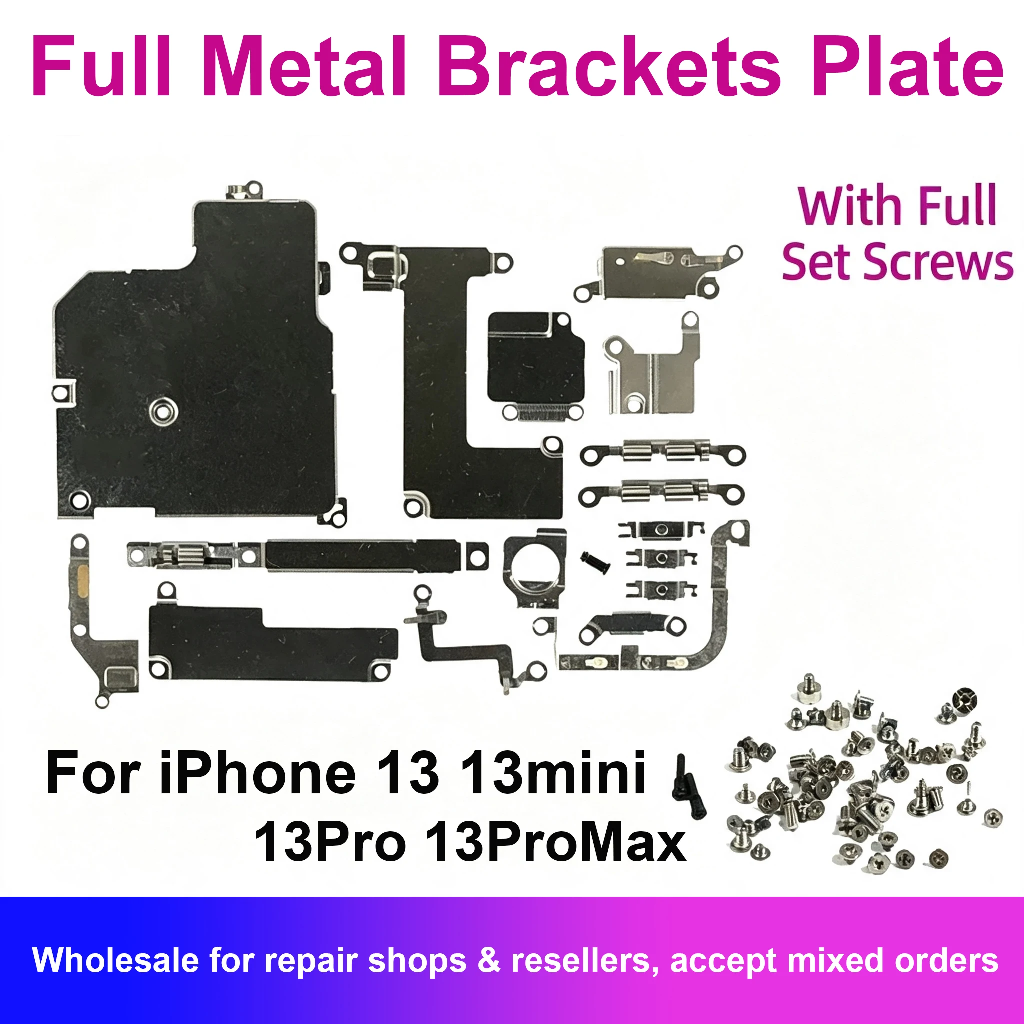 Full Inside Small Metal Shield Plate with Screw For iPhone 13 mini Pro Max Set Kit Holder Bracket Cover Replacement Repair Parts