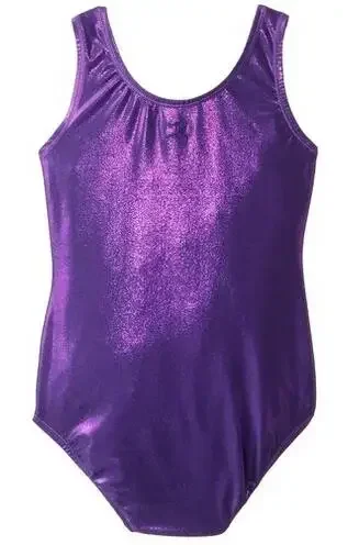 Bambini Sparkly Metallic Spandex Art ginnastica Sportswear Competition Dancing For Girl Shiny Costum Stage Performance body