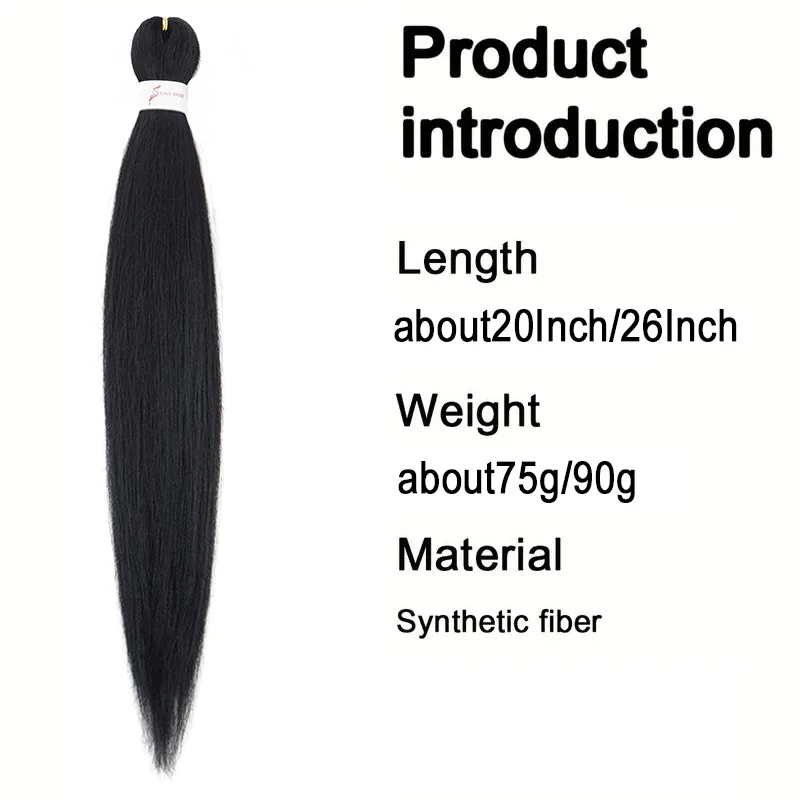 20/26Inch Soft Synthetic Pre-stretched EZ Braiding Hair Extension Low Temperature Fiber Hairpiece for Women Easy to Style