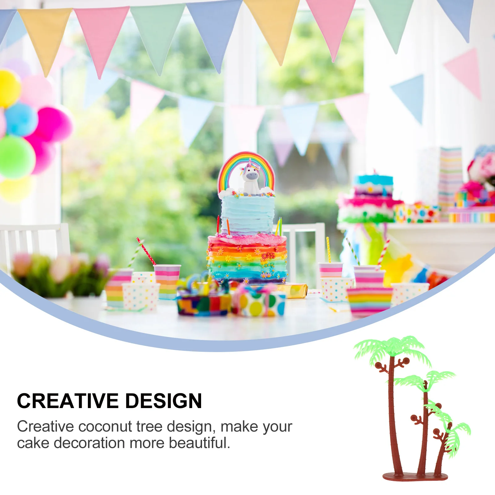 

50pcs Simulation Coconut Tree Cake Topper Miniature Scene Layout Props For Ice Cream Micro Landscape Ornament Decor