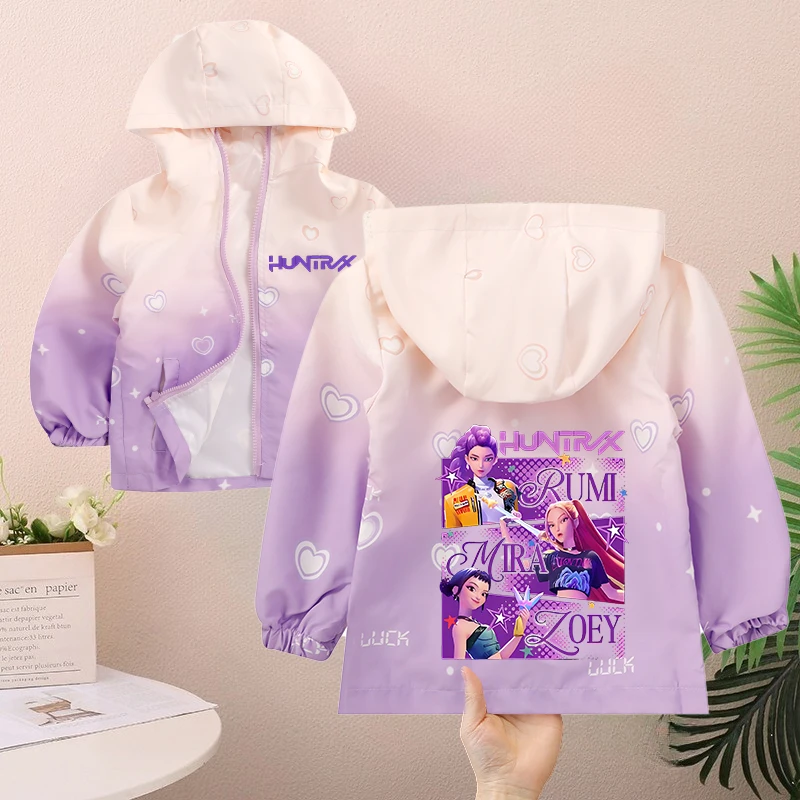 

Kpop Demon Hunter Kid Outdoor Jackets Cartoon Girls Sweatshirt Coats High-Quality Windbreaker Girl Autumn Winter Zip Jacket Gift