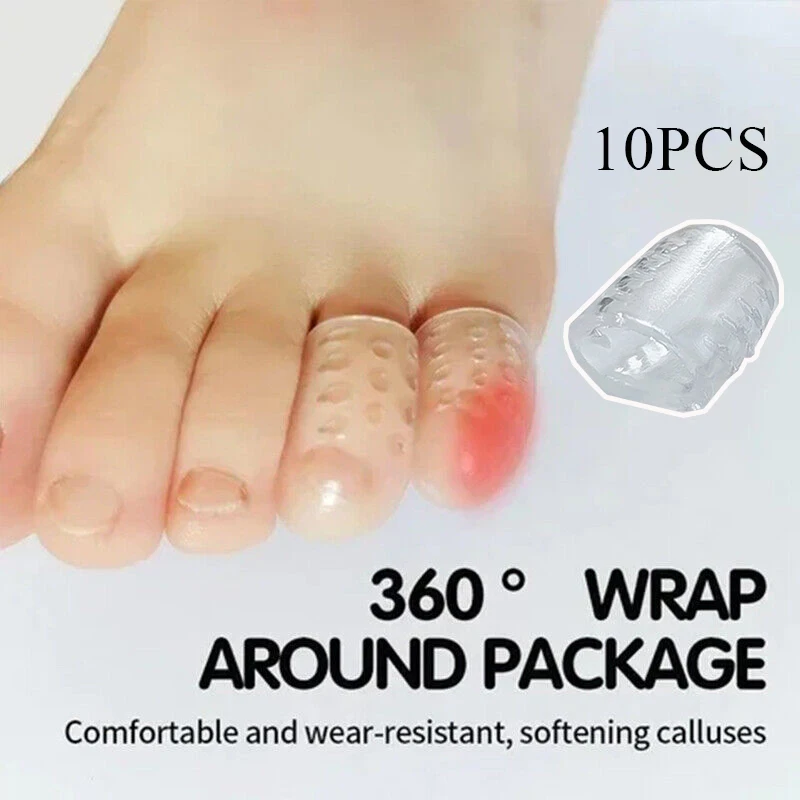 Protectores de silicona para dedos de los pies, 10 piezas, antifricción, transpirables, previene ampollas, alivia el dolor de pies, separador de dedos