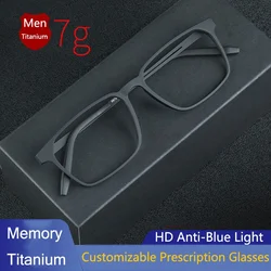 TR Pure Titanium Square Frame Óculos de Leitura para Homens, Anti Luz Azul, Presbiopia Eyewear, Dioptra + 1.0 a + 4.0