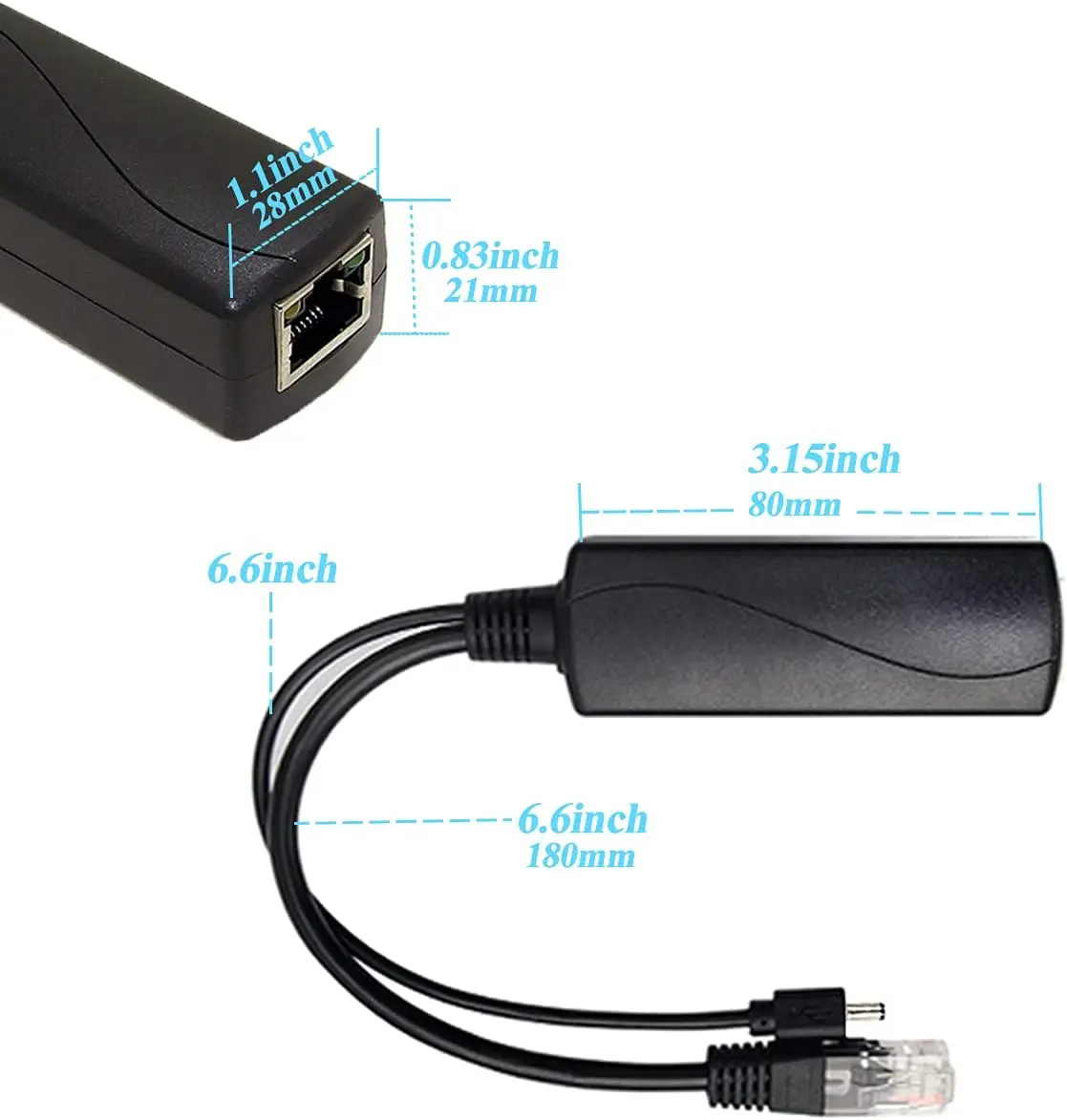 48V To 12V POE Connectors Adapter Cable Splitter Injector Power Supply for Huawei for Hikvision
