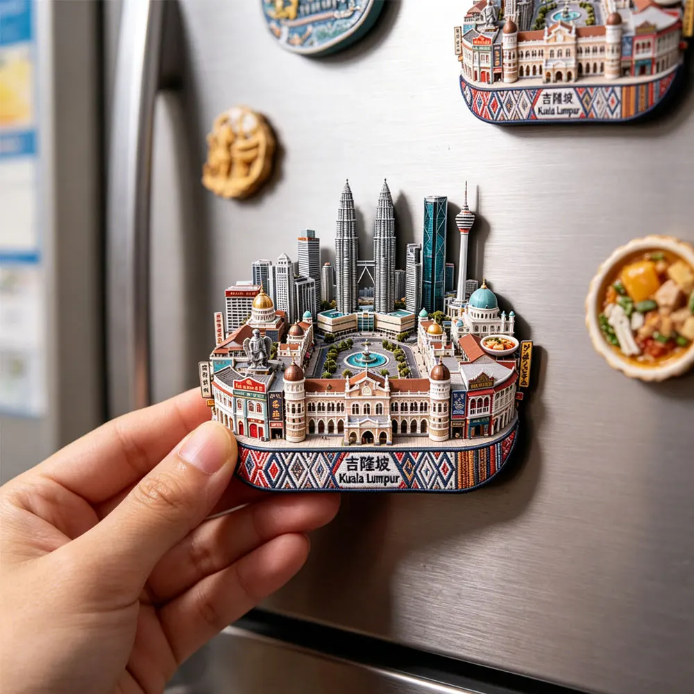 Kuala Lumpur Metal Fridge Magnet3D Embossed Travel Souvenir Durable Creative Home Decoration Gift Kitchen Refrigerator Durable
