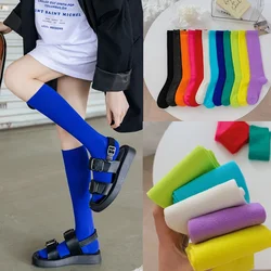 Women Calf Sock Cotton Casual Knee High Socks White Black Solid color Fashion Female Girl Party Dancing Sexy Long Sock