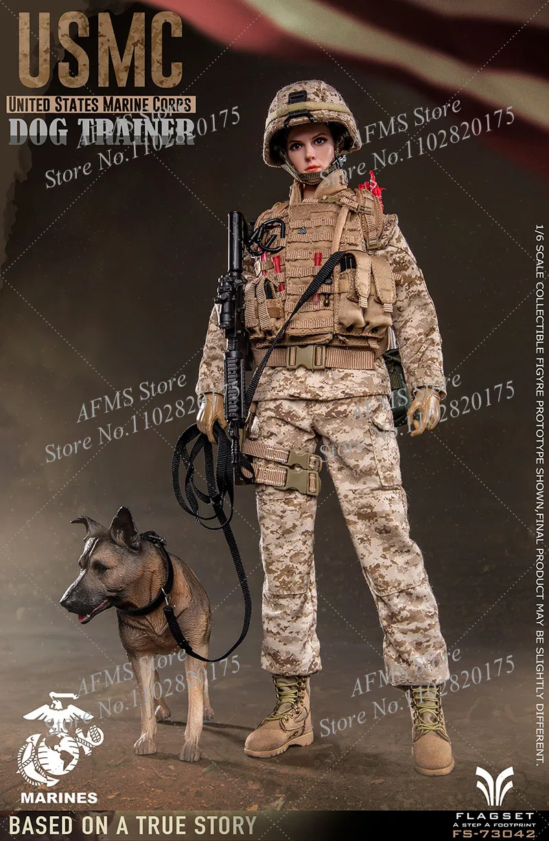 In Stock FLAGSET FS73042 1/6 Scale Female Soldier Full Set United States Marine Corps USMC Dog Trainer 12'' Action Figure Model