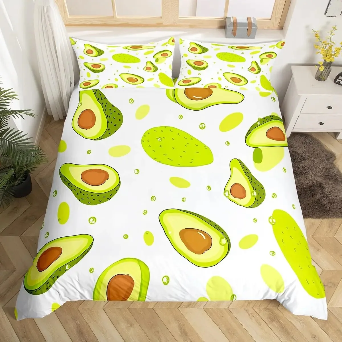 Fruits Duvet Cover Strawberry Banana Mango Lemon Pineapple Bedding Set Grapes Orange Comforter Cover,Summer Fruit Quilt Cover