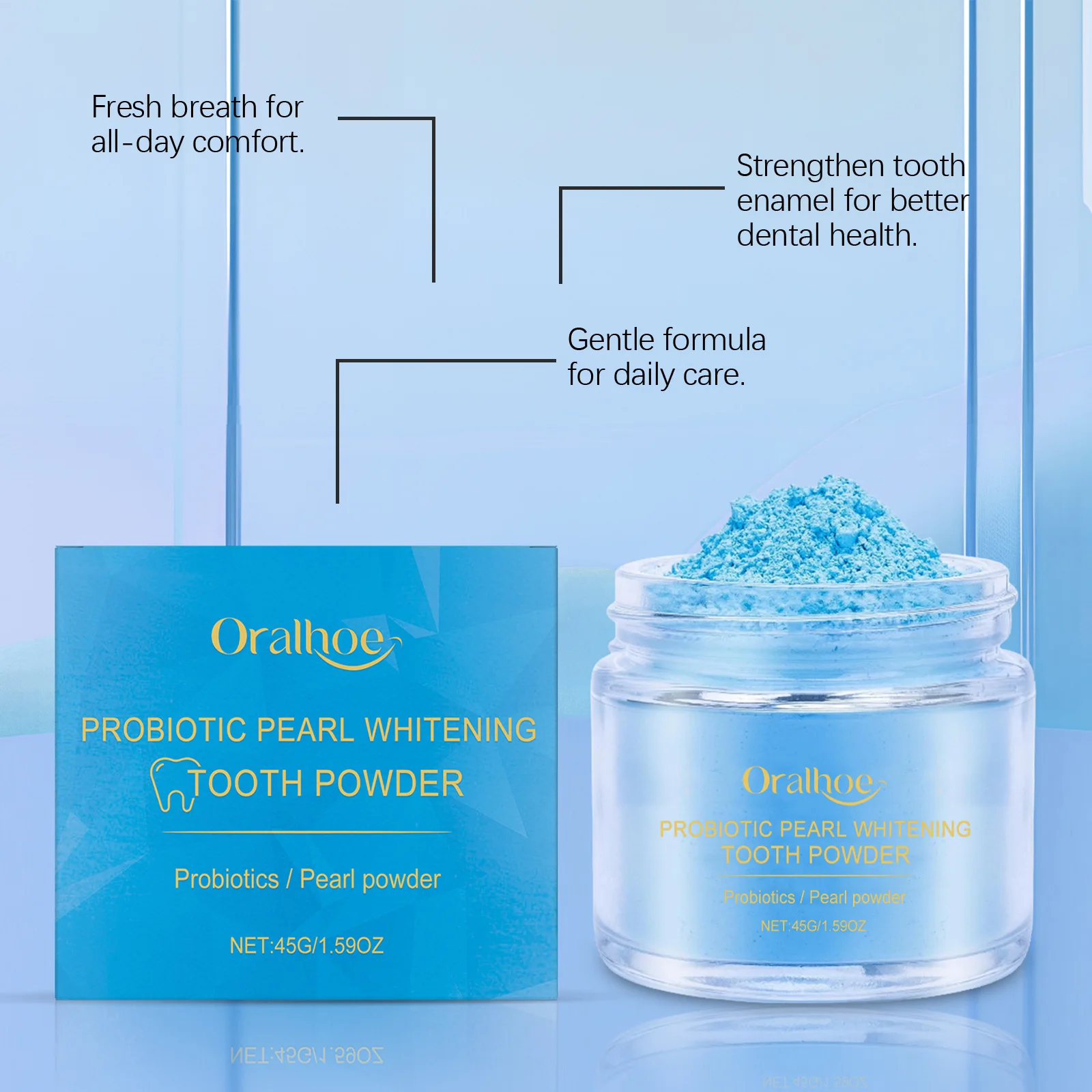Probiotic Teeth Whitening Powder Clean Remove Yellow Coffee Smoke Stain Fresh Breath Bad Breath Treatment Tooth Brighten Powder