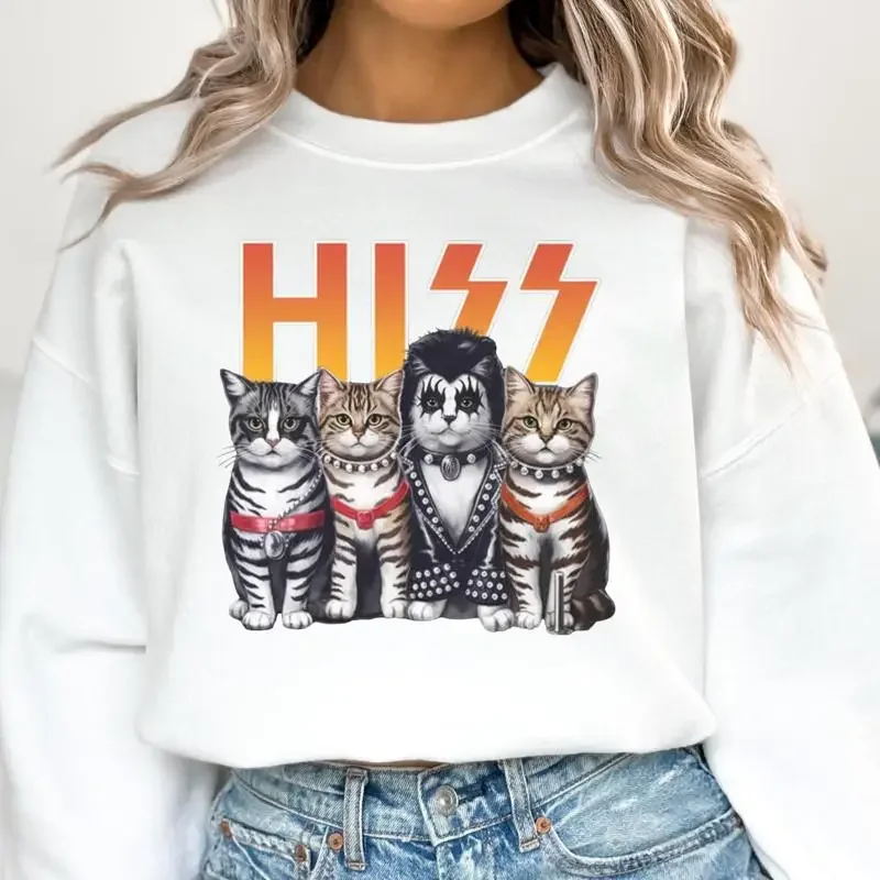 Funny Cat Band Softstyle T Shirt Vintage Hiss Lover Mom SweaT