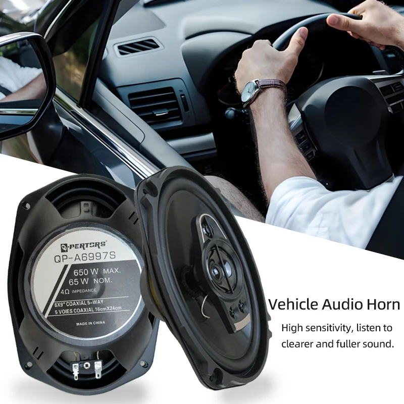 1 Pair 6x9 Inch (2X650W) 1300W Coaxial Speakers 5 Way Full Range Car High Fidelity Truck Car Door Audio Stereo Subwoofer Speaker