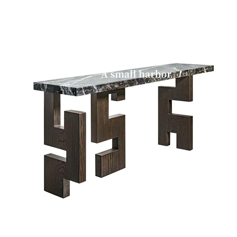 A Medieval light luxury creative living room marble entrance table corridor entry sofa solid wood simple decoration table