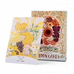 Cotolie KUMACHAN MOON CARDS 24-częściowa talia angielska wersja Adorable Bear Oracle Cards Gra planszowa na imprezę rodzinną 10,4 * 7,4 cm