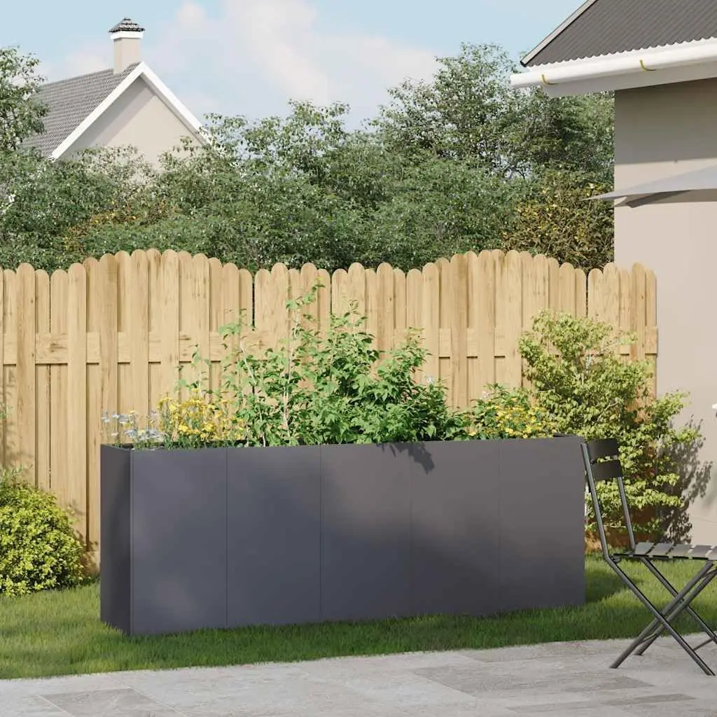 Large Anthracite Metal Planter Cold-Rolled Steel Decorative Garden Container with Drainage for Outdoor Patio Balcony Indoor Use,