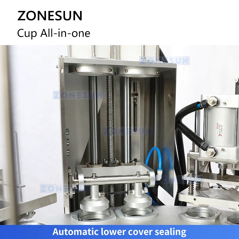ZONESUN ZS-AFS02 Vollautomatische Becherfüll- und Verschließmaschine für flüssige Gelee-Creme, Getränke, Kosmetik, Lebensmittelverpackung