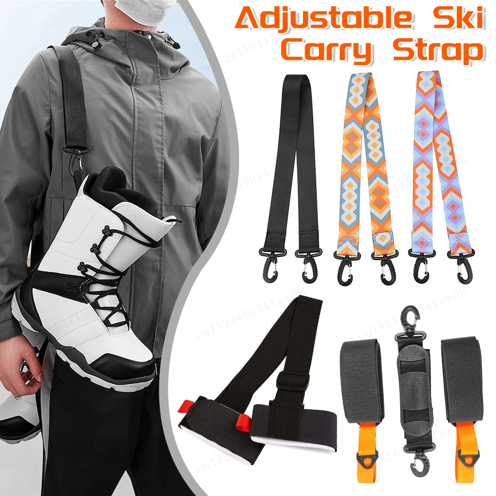 Nylon Adjustable Pole Shoulder Hand Carrier Lash Handle Straps Porter Hook Loop Protecting For Ski Snowboard Accessories