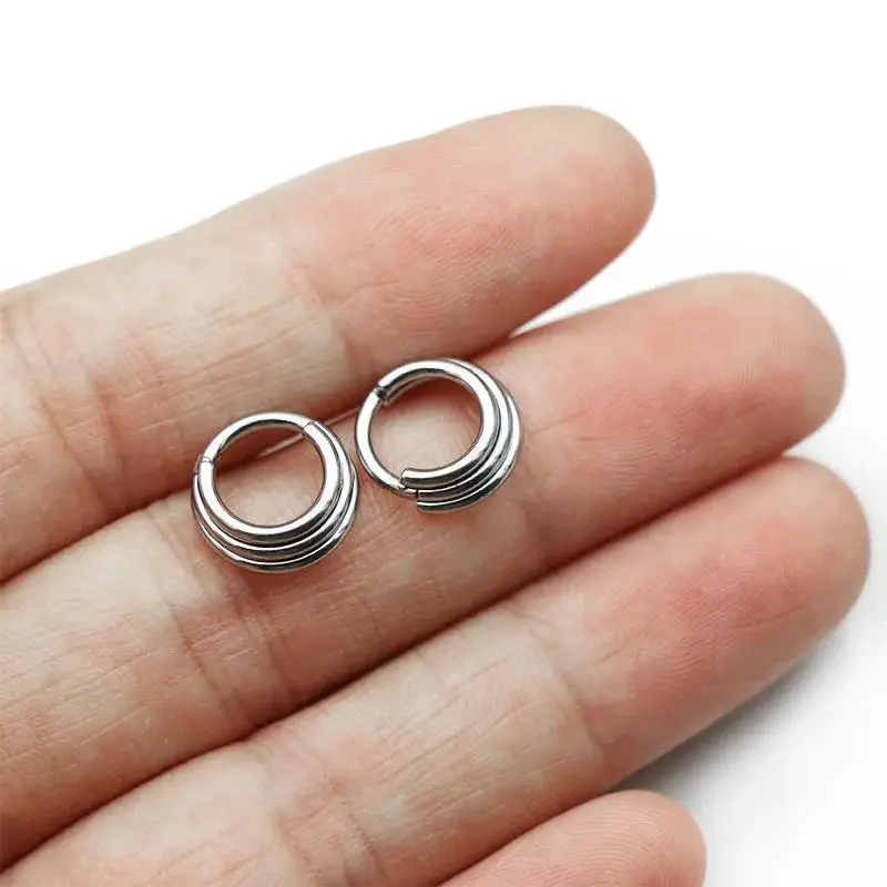 1 pieza Punk segmento de acero inoxidable 3 capas tabique nariz anillos aros mujeres hombres Clicker Tragus Helix pendientes joyería para Piercing corporal