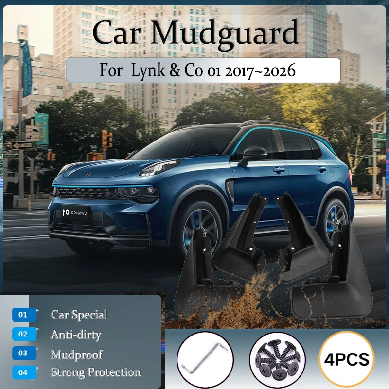 

4PCS Car Mudguard For Lynk & Co 01 Phev CX11 2017~2026 Antifreeze Fender Splash Guard Blcak Mudflaps Wheel Part Auto Accessories