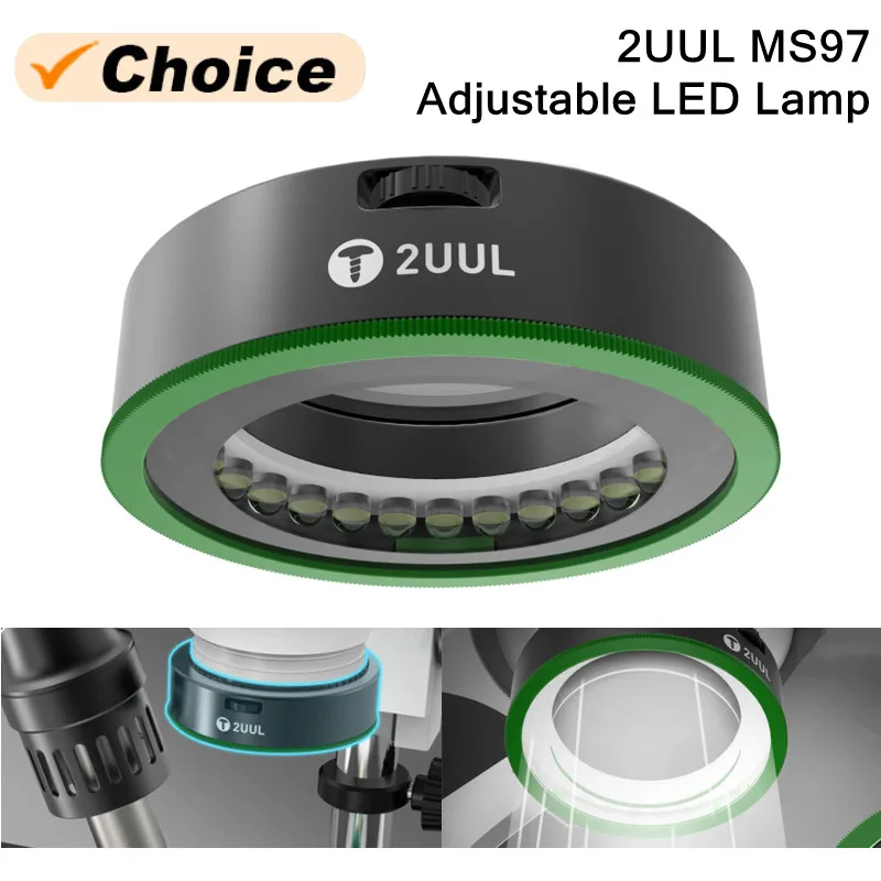 2UUL MS97 مصباح مستقطب قابل للتعديل للمجهر الهاتف المحمول اللوحة الأم لحام إصلاح مكافحة الدخان الضوء الأيمن