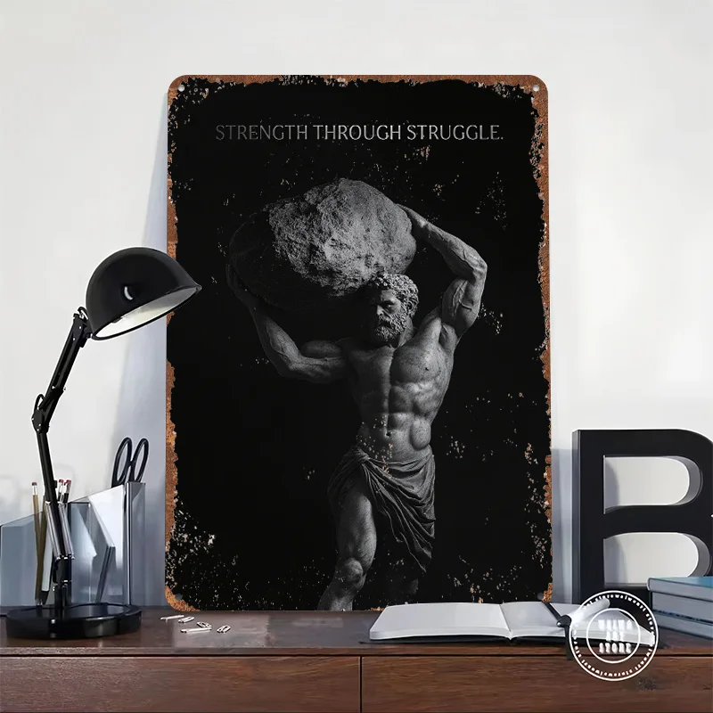 Strength Through Struggle Printed Posters Customizable Wall Art Retro Vintage Metal Tin Signs for Home Room Wand Deko Desk Decor