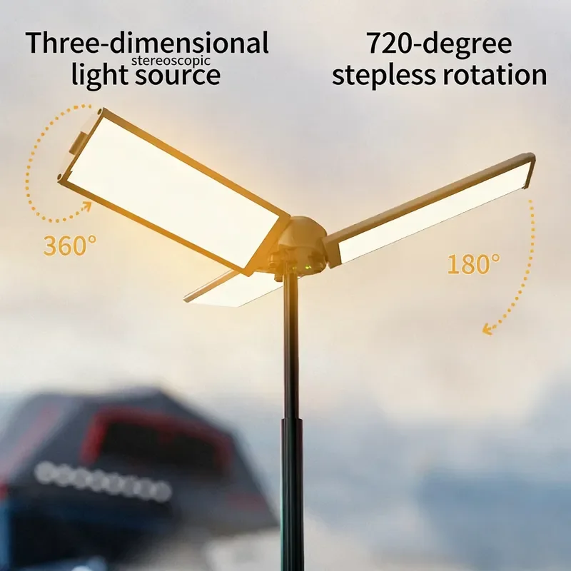 Waterproof Portable LED Camping Light Rechargeable Multifunctional Flashlight Retractable Design for Hiking Outdoor Emergency