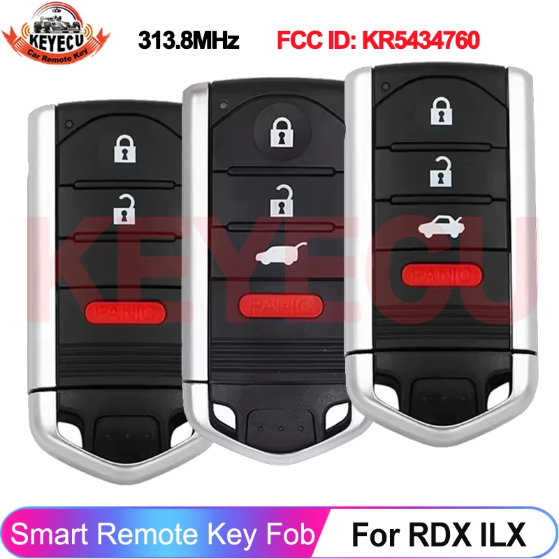 KEYECU 313.8MHz ID46 Chip For Acura RDX ILX 2011 2012 2013 2014 2015 Car Remote Key FCC ID: KR5434760 Smart Card