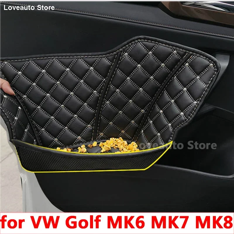 For VW Golf 8 MK8 7 MK7 6 MK6 2009-2022 Car Front Rear Door Inner Armrest Handle Door Protective Storage Box Cover