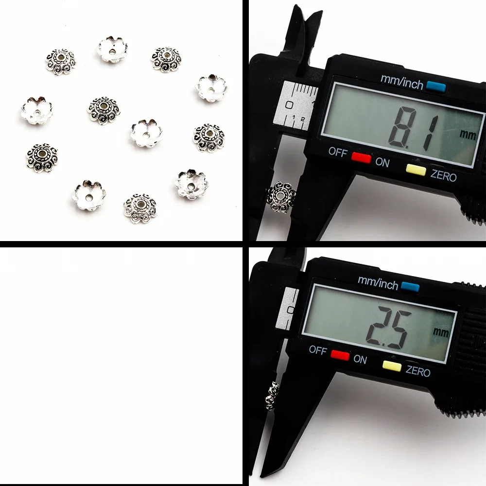 50 stücke antikes Gold Kupfer Silber Bronze mehrere Blüten blätter Legierung Metall Spacer Blume Perlen Kappe für die Herstellung von DIY Schmuck Zubehör – Detail 5