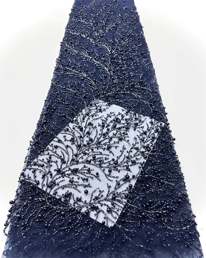 African Bridal Lace Fabric 2025 Sequins Beaded Embroidery High Quality French Tulle for Wedding Party Nigerian Groom