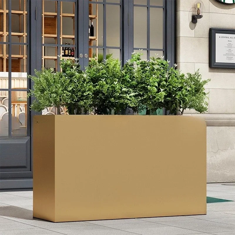 صندوق زهور خارجي من الحديد المطاوع، سرير زهور من الفولاذ المقاوم للصدأ للزراعة المدمجة خارج قسم المبيعات