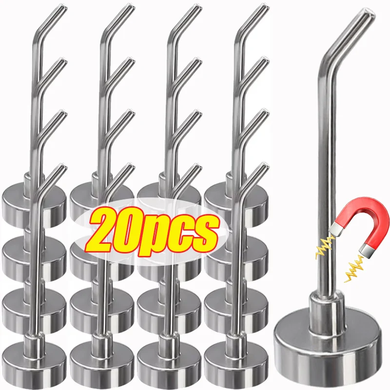 1/20PC Strong Magnetic Hook Punch-free Multi-function Wall Mounted Magnet Hooks Heavy Duty Right Angle Rack Kitchen Storage Tool