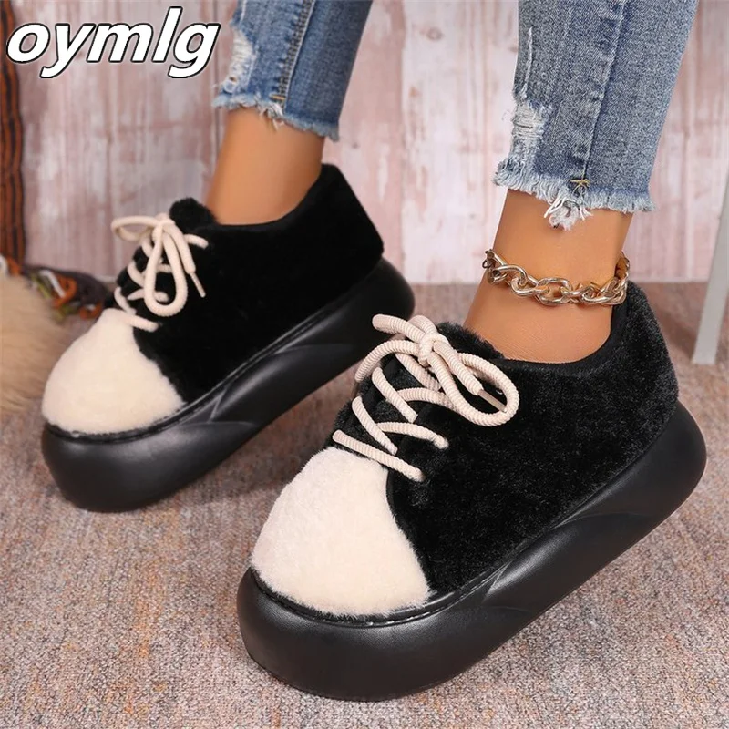 2024 New Velvet Warm Thick Bottom Casual Cotton Shoes for Winter Women's Retro Fury Bread Shoes