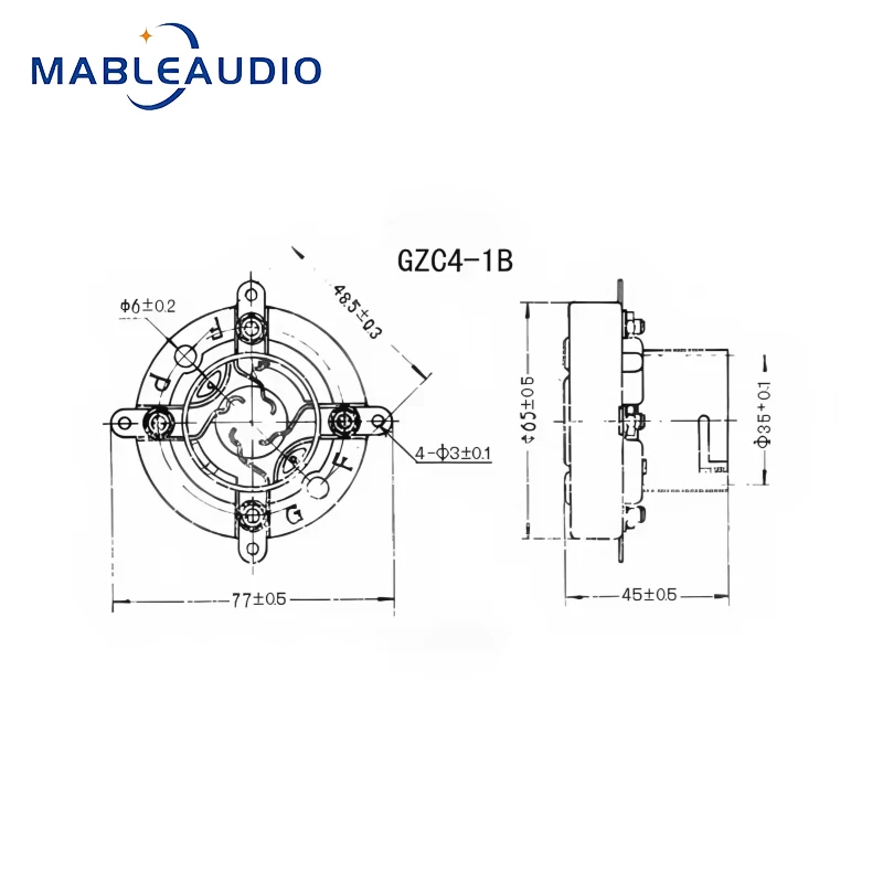 1PC Ceramic 4-pin Electronic Socket GZC4-1B Suitable For 300B 2A3 811 866 101D 4-pin Socket