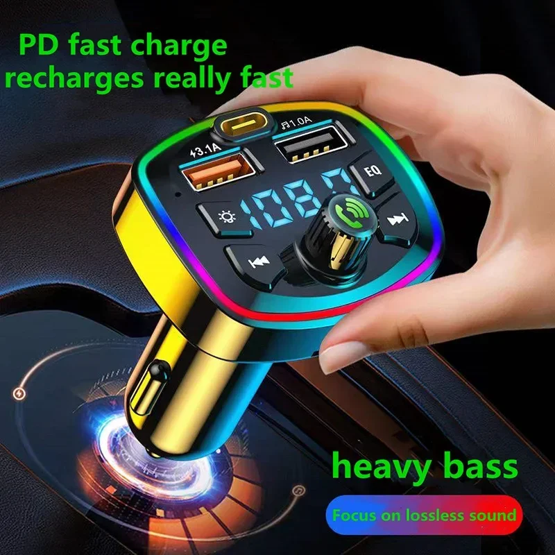 Opansten Wireless Handsfree Car MP3 Player - True 3.1A Dual USB Port PD Charging, Car FM Transmitter, Quick Charge Easy to Use image 2