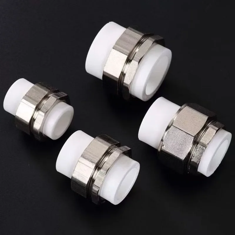 1 Pcs Home PPR Water Pipe Fittings Thickening 20/25/32/40/50/63mm Home Pipe Fittings PPR Pipe Double-End Metal Live Joint