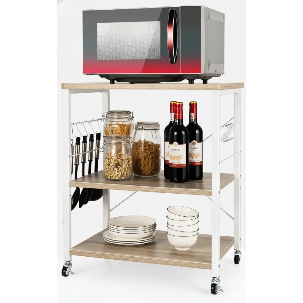 

3-х уровневая тележка для микроволновой печи с регулируемыми полками и запирающими колесами — кухонное решение для небольших помещений