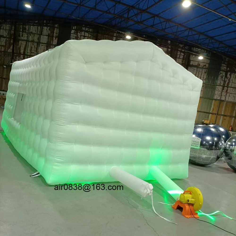 White Black Inflatable Nightclub Tent With Windows Lighting Night Club Cube Disco Music Bar Tent Wedding Photo Booth For Event