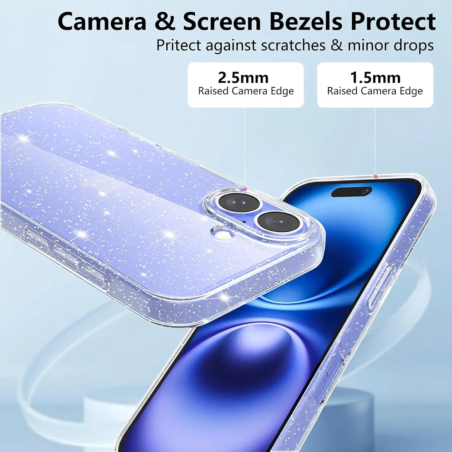 Camera Lens Protector Cover Glitter Case For iPhone 16 Pro Max 15 Plus 14 13 Mini 12 11 Protection Women Girls Phone Accessories
