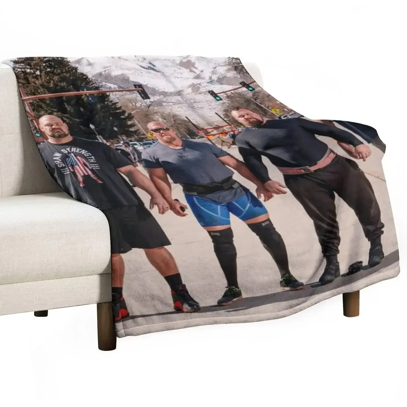 

Strongest Men in History - Brian Shaw, Eddie Hall, Robert Oberst Throw Blanket blankets and throws Bed Decorative Beds Blankets