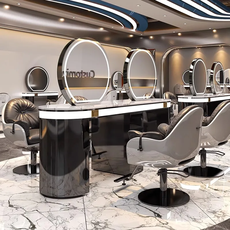 Barbershop mirror stand hair cutting mirror dyeing and perming hairdressing mirror cabinet integrated hair salon special