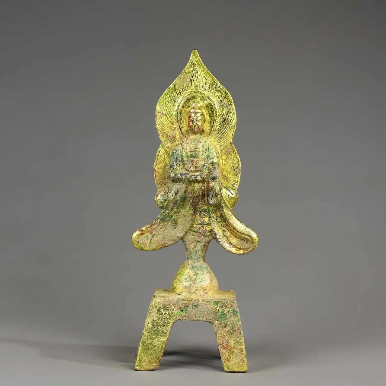 Buddha Statue with Leaf Backplate Ornament Decoration Tea Pet Figurines Desk Decor Accessories