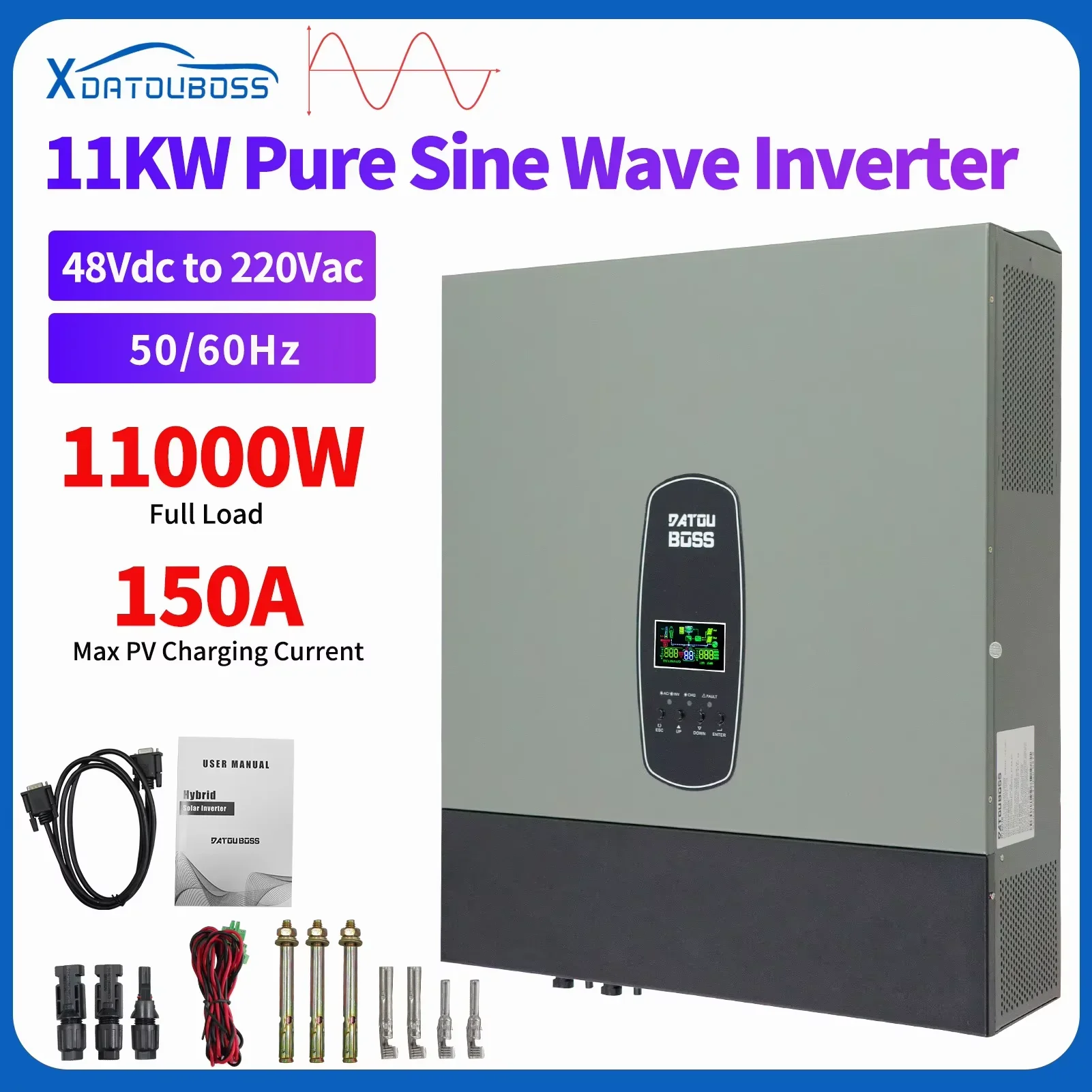 DATOU BOSS 11kW 48V Hybrid Solar Inverter 220V Pure Sine Wave