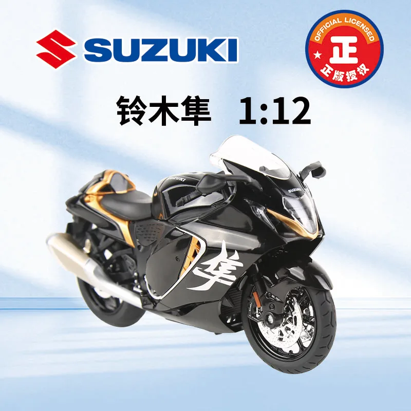 

1:12 Официальная авторизация мотоцикла Suzuki Jun, модель из сплава премиум-класса, игрушечный автомобиль, звуковой и световой игрушечный автомобиль для мальчиков, подарок, коллекционные предметы