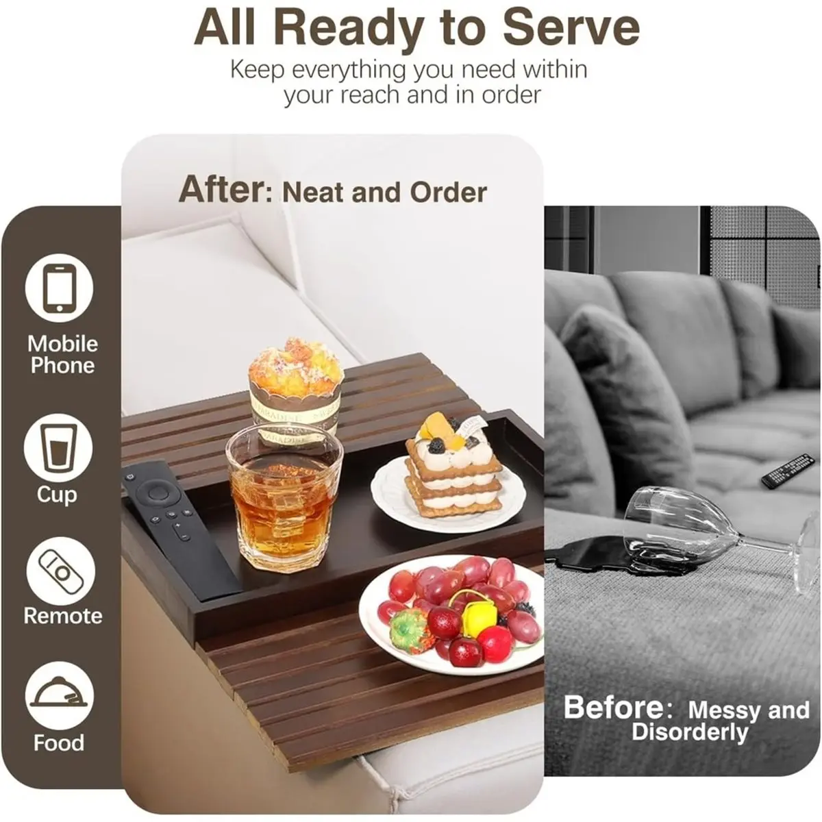 2026 New 1pc Sofa Armrest Tray, Anti Slip Sofa Cup Holder, Sofa Armrest Cup Holder, Sofa Protective Armrest Tray