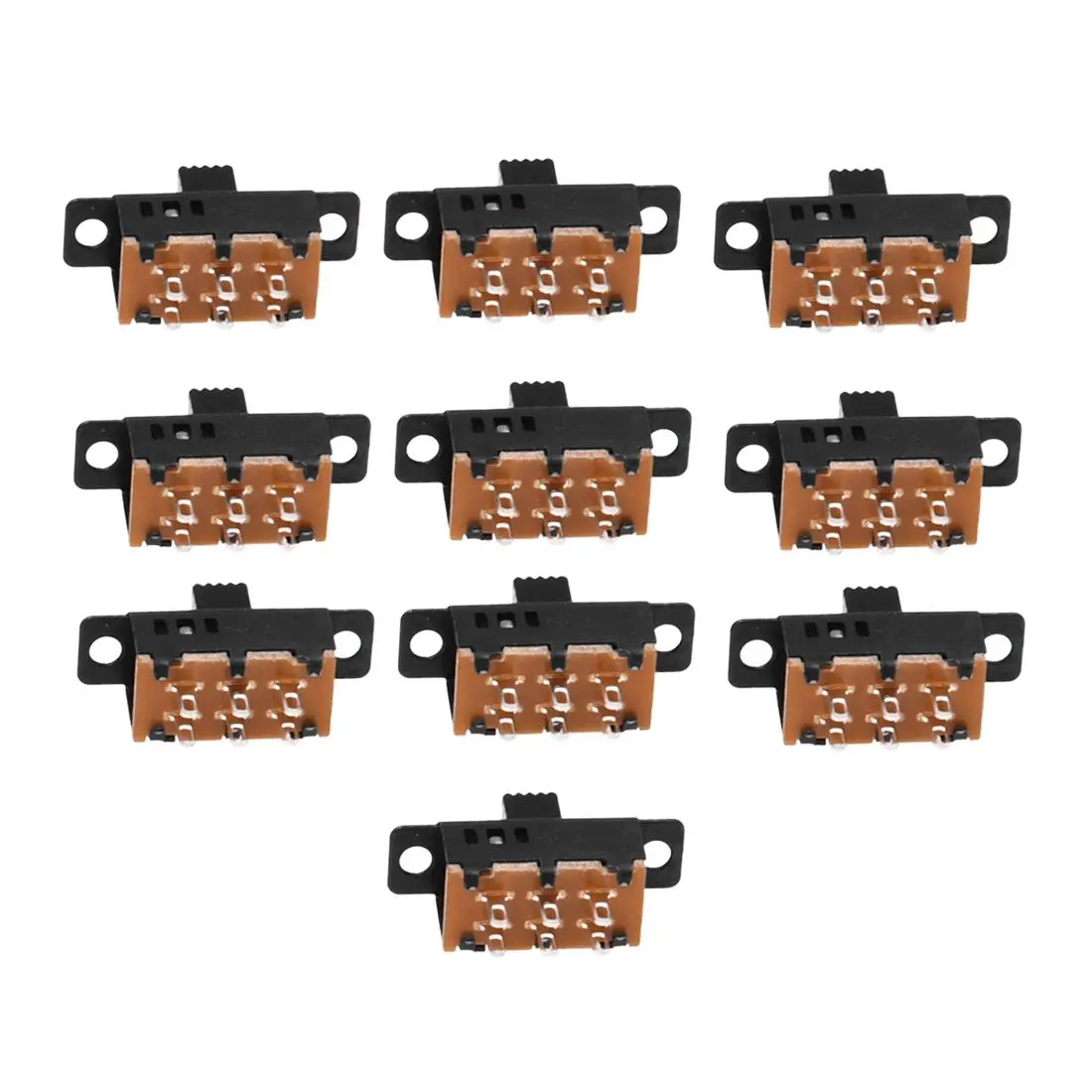 Joli à glissière de panneau, bouton haut, 6 broches, 3 positions, DPDT, 0,5 A, 50V DC, 10 pièces