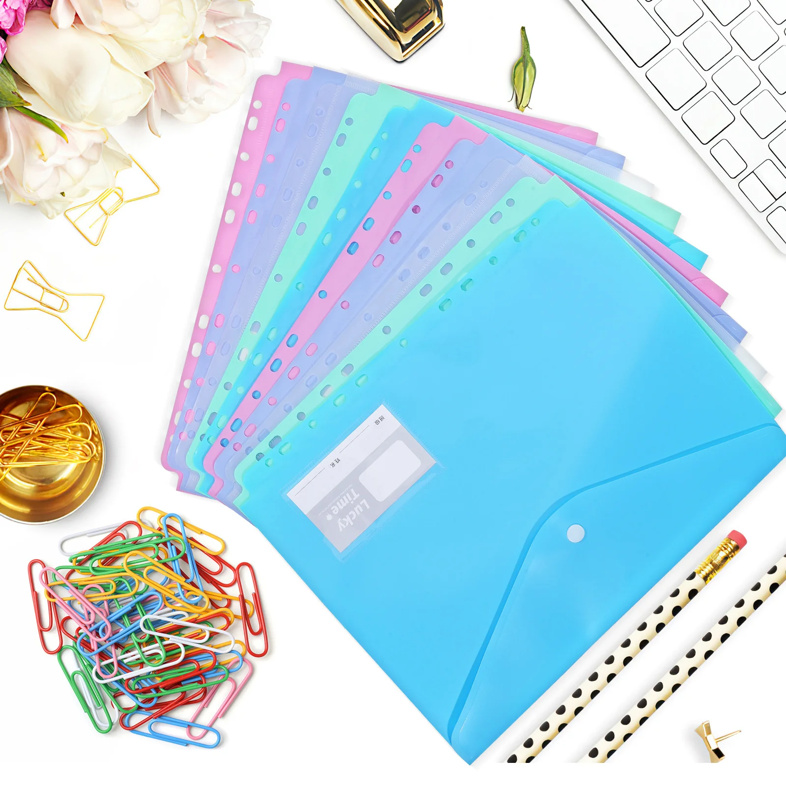

10 Pcs Document File Bags Large Capacity Waterproof Office School Travel Plastic Envelopes Folders Organizer Sleeves