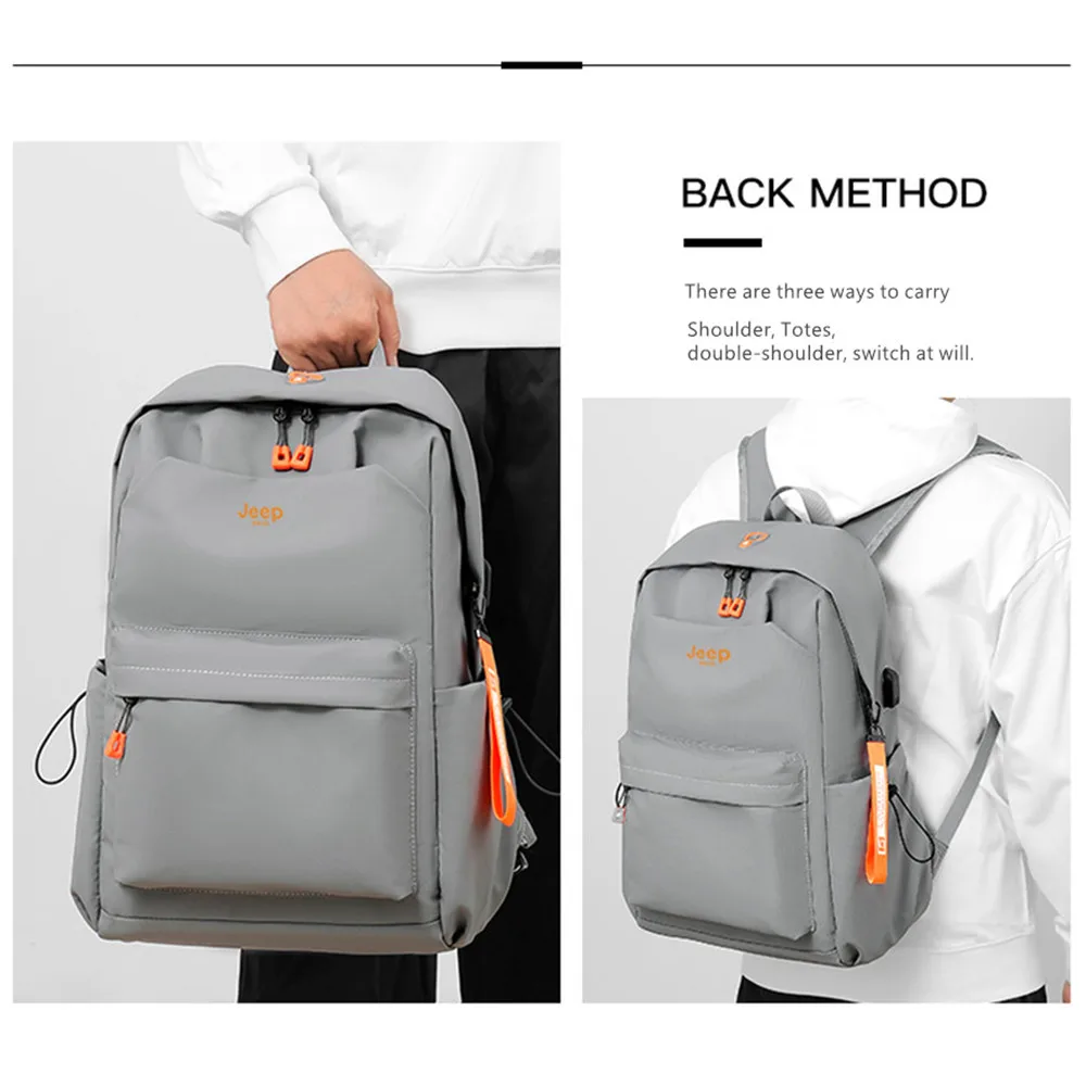 JEEP BULUO New Large Capacity Backpack Men Laptop Backpacks   Solid Big High School Bags Teen College Boy Gril Student Backpack