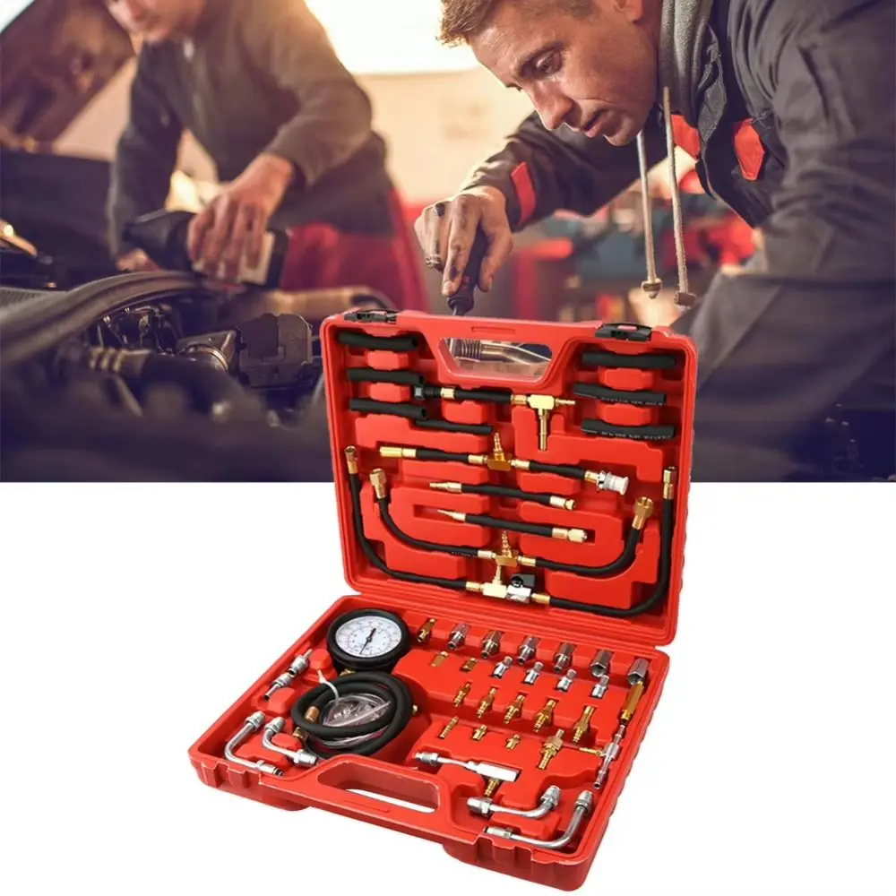 

0-140PSI Fuel Injection Gauge Oil Pressure Tester Professional Pressure Tester Kit Tool Set Diagnostic Diagnostic Test Kit